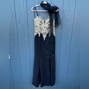Let’s Black/Gold Ball Gown Prom Dress
